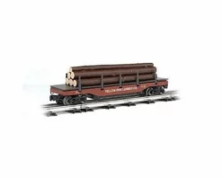 Bachmann O-27 Williams Operating Log Dump Car, Yellow Pine